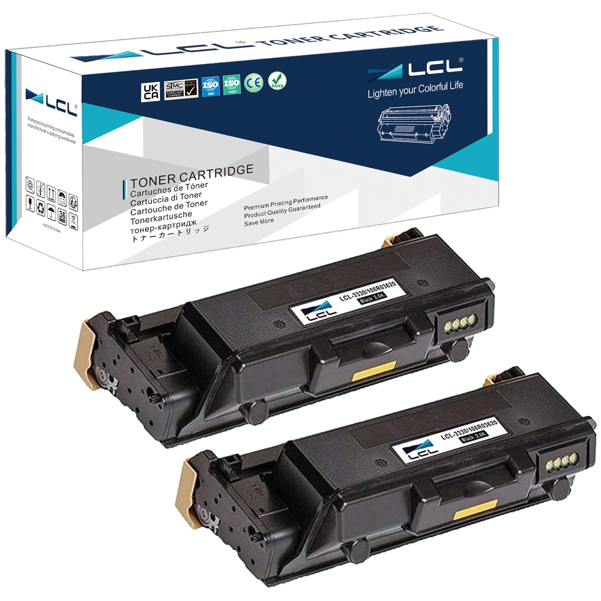LCL Compatible Toner Cartridge WorkCentre 3335 3345 Phaser 3330 106R03620 2600PAGES (2 Black) Replacement for Xerox WorkCentre 3335 3345 Phaser 3330 3345VDNi 3330DNi WorkCentre 3335DNi 3345DNi