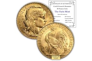 MINT STATE GOLD 1899-1914 (Random Year) French Gold Rooster Coin Brilliant Uncirculated with Certificate of Authenticity 20 Francs BU