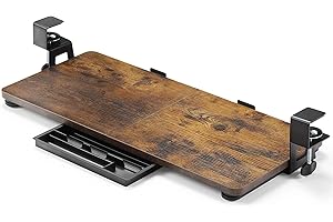 ETHU Keyboard Tray, 26.77" X 11.81" Large Size Keyboard Tray Under Desk with C Clamp-on Mount Easy to Install, Computer Keybo