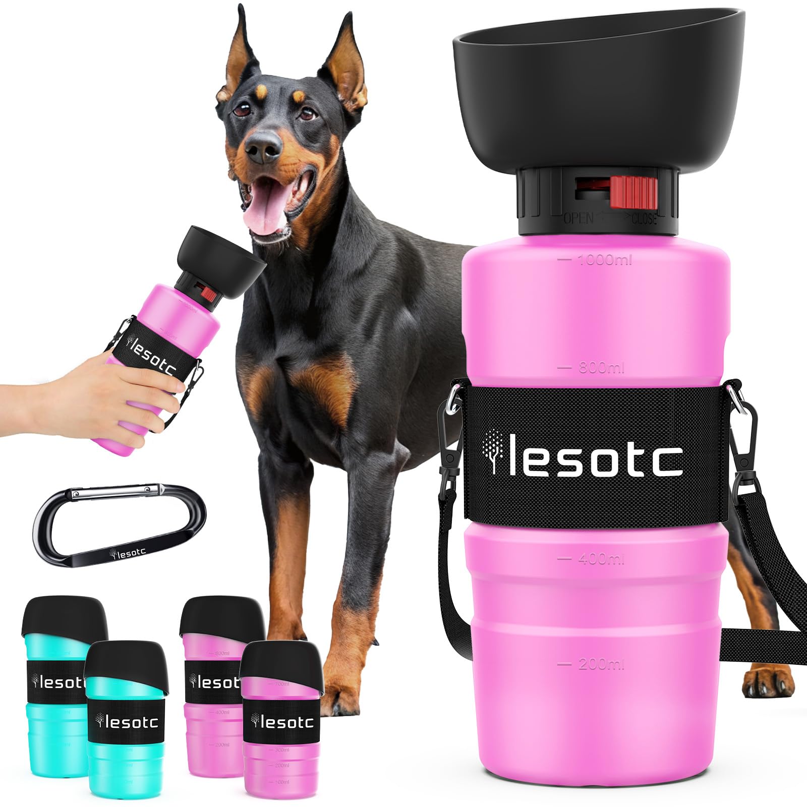 Photo 1 of Lesotc Dog Water Bottle Leak Proof Travel Water Bottle Portable Doggie Water Dispenser Pet Water Bottle for Outdoor Walking, Hiking, Travel, BPA-Free, Lightweight