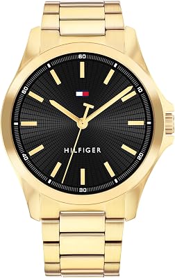 Relógio Bruce para homens com movimento analógico de quartzo e pulseira de aço inoxidável em tom dourado - 1792241