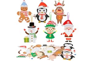 Fennoral 12 Pack Christmas Crafts for Kids Christmas Foam Stickers with Snowman Penguin Santa Claus Elf Gingerbread Man Reindeer Pattern Christmas Arts and Crafts DIY for Kids Boys Girls