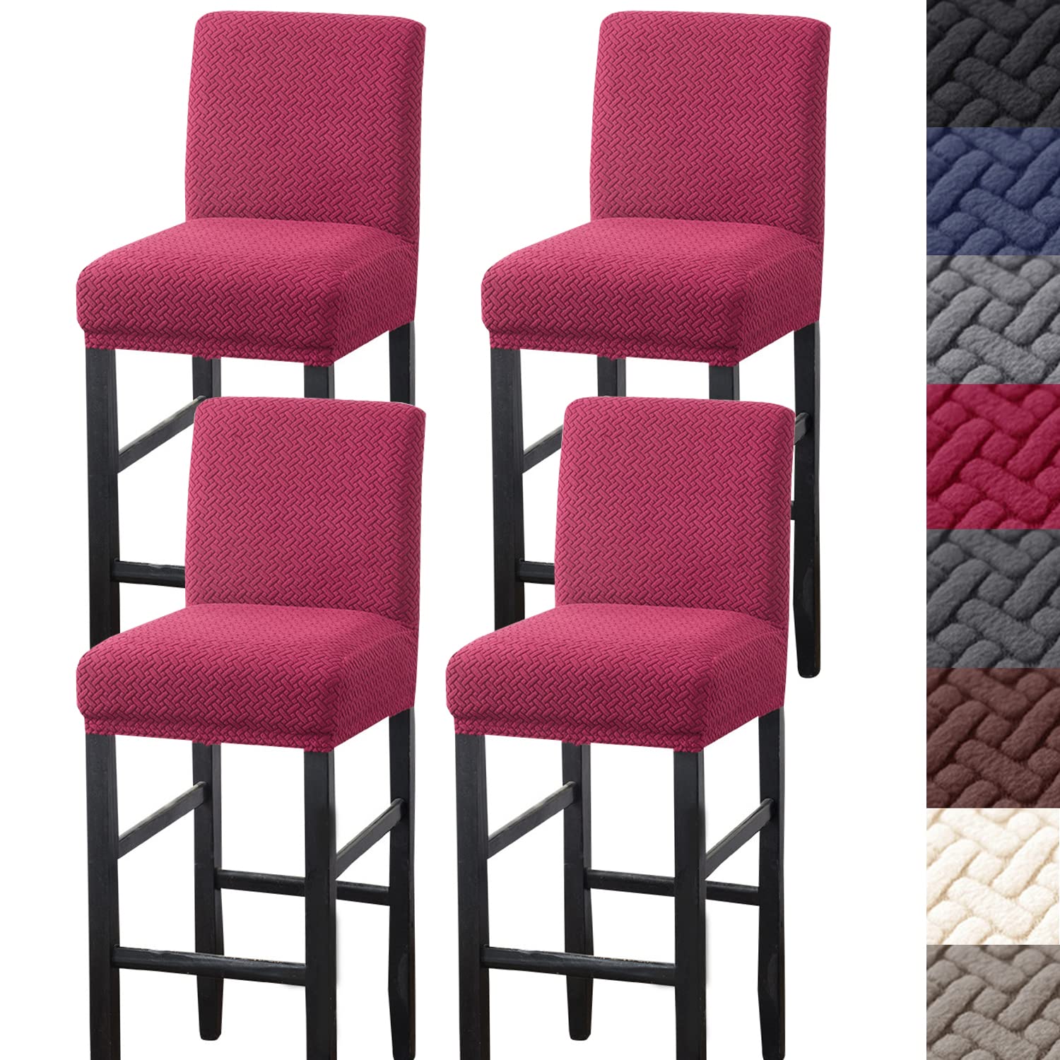 HFCNMY Bar Stool Covers,4 Pack Stretch Bar Stool Covers with Backs ...