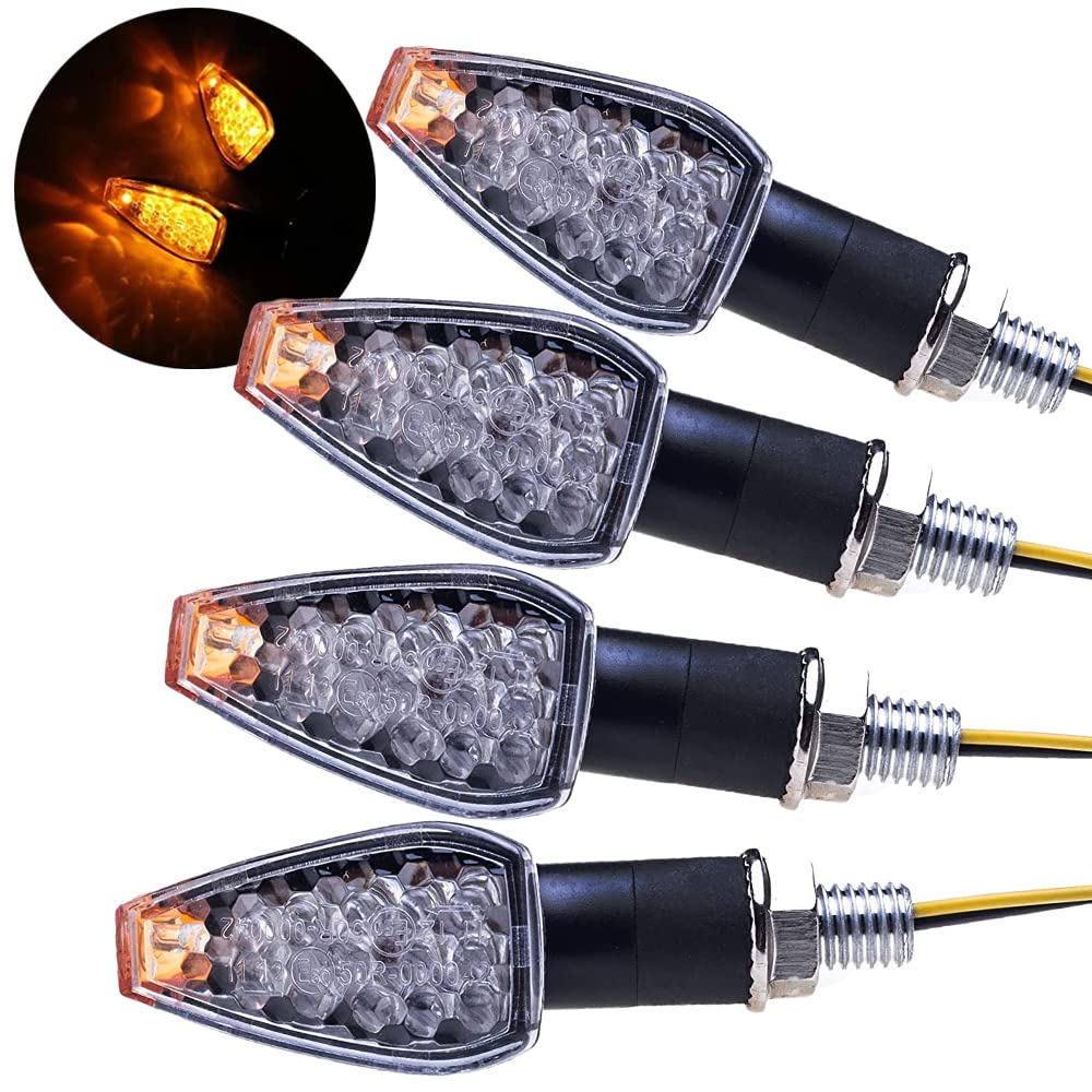 SFONIA 4pcs Motorcycle Indicators 14LED Turn Signal Lights 12V Waterproof Turning Indicator Light Universal for Motorcycle Scooter Quad Cruiser Off Road