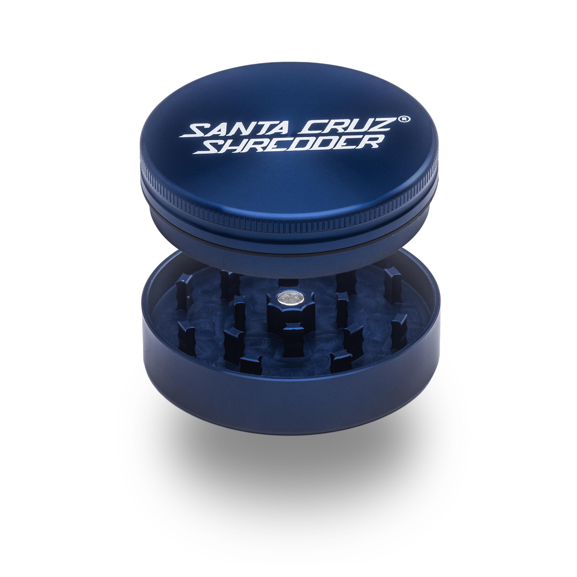 Santa Cruz Shredder Metal Herb Grinder Knurled Top for Stronger Grip 2-Piece 2.7" (Blue)