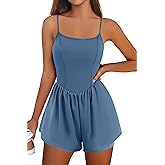Ekouaer Womens Summer Sleeveless Workout Rompers Athletic Jumpsuit Double Lined Shorts One Piece Gym Yoga Clothes XS-XL