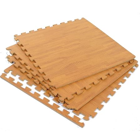 eHomeKart - Wooden Flooring EVA Kids Interlocking Play Mat - 10 mm Thickness - Set of 4 Tiles - 60 cm x 60 cm Each Tile