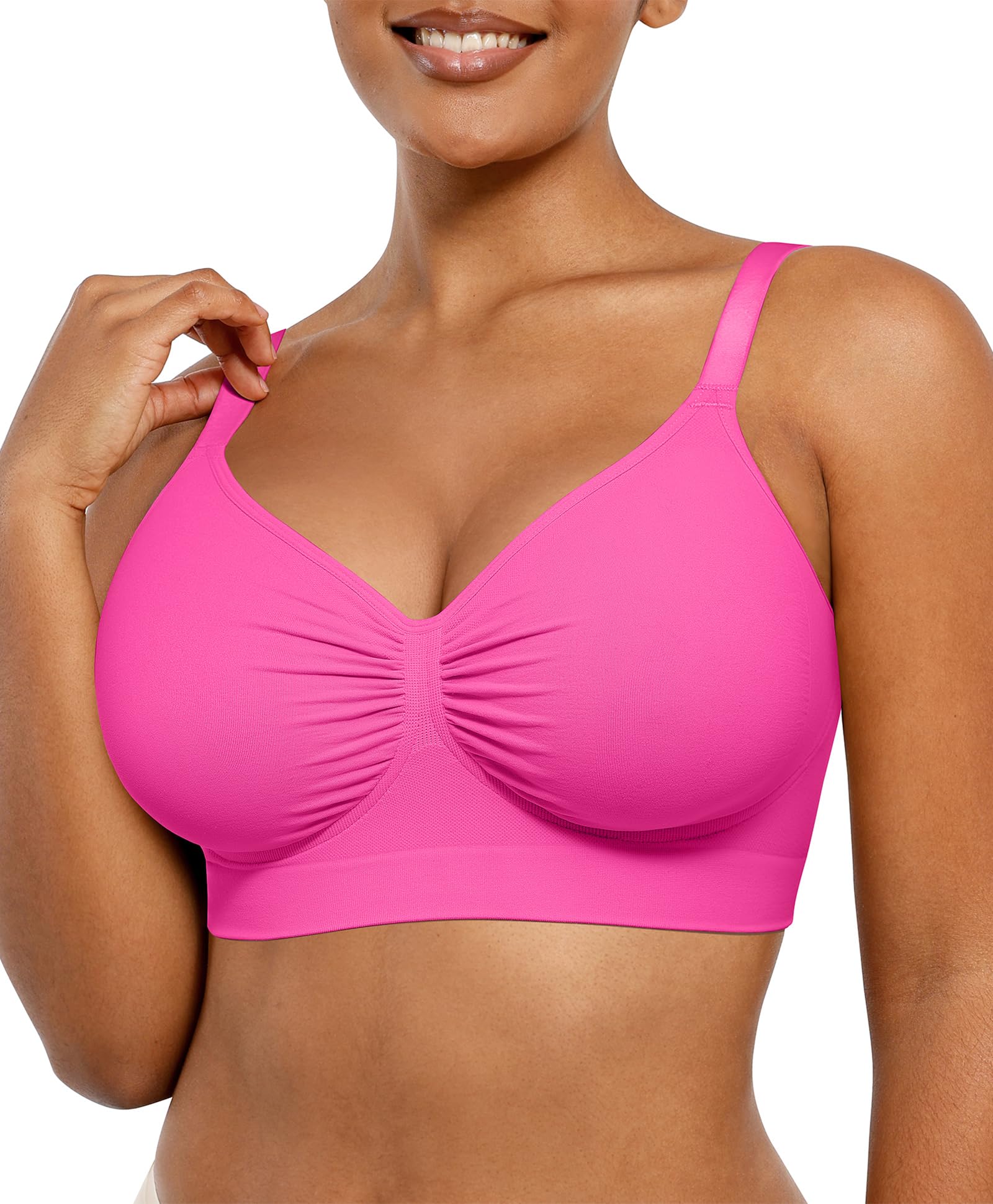 SHAPELLX Wireless Pink Bra for Womens Breathable