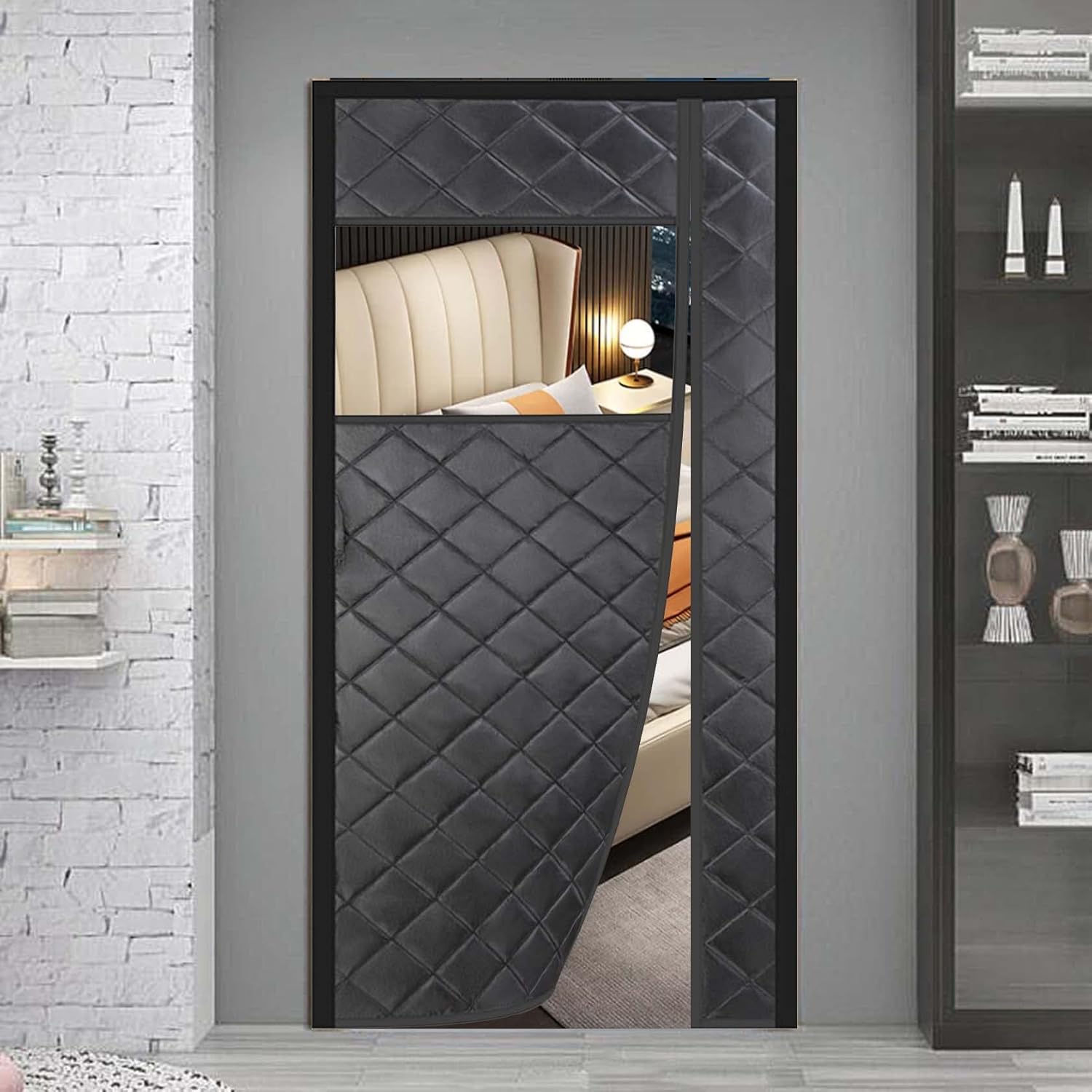 Outdoor Curtains - NINIANG Thermal Door Curtain Magnetic Thickened Cold Protection Wind Proof Waterproof with PVC Window Door Curtains for Balcony Living Room Patio Door Black 100 * 210cm