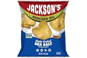 JACKSON'S Jackson’s Potato Classic Kettle Chips with Sea Salt (1.5oz, Pack of 10) - Made with Premium Avocado Oil - Allergen-friendly, Gluten Free, Peanut Free, Vegan, Kosher - Shark Tank Product