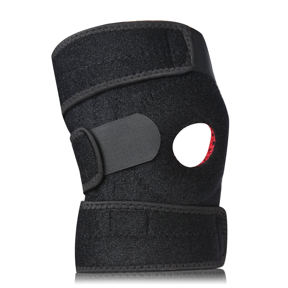 Knee Brace, Support Sleeve for Arthritis, Running, Biking, Basketball, Meniscus Tear Injury Recovery, Sports Exercise - Open Patella Protector Wrap,Relieves Pain, Breathable & Adjustable Size - Single