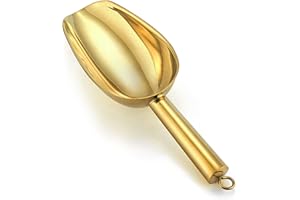 P&P CHEF Small Ice Scoop, 6OZ Stainless Steel Candy Food Flour Scoop, Utility for Kitchen Garden Bar Wedding Bath, Heavy Duty & Non Toxic & Easy Clean, (Gold, 1Pc)