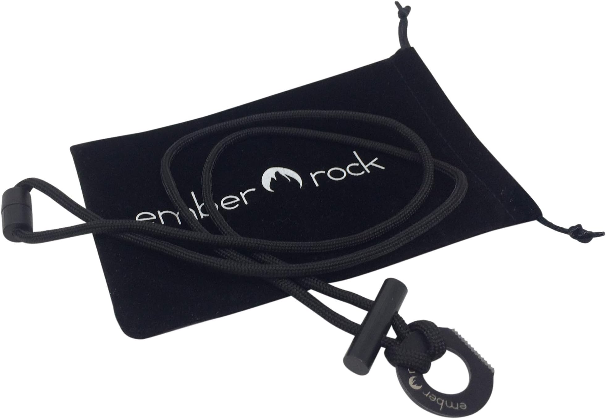 Ember Rock Fire Starter Necklace Firesteel - 550 Paracord Flint and Steel Survival Necklace - Magnesium Ferro Rod Toggle and Scraper