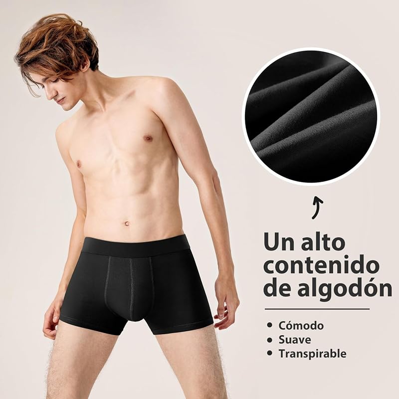 Cuecas boxer masculinas, pack de 6, sem logótipo, algodão confortável