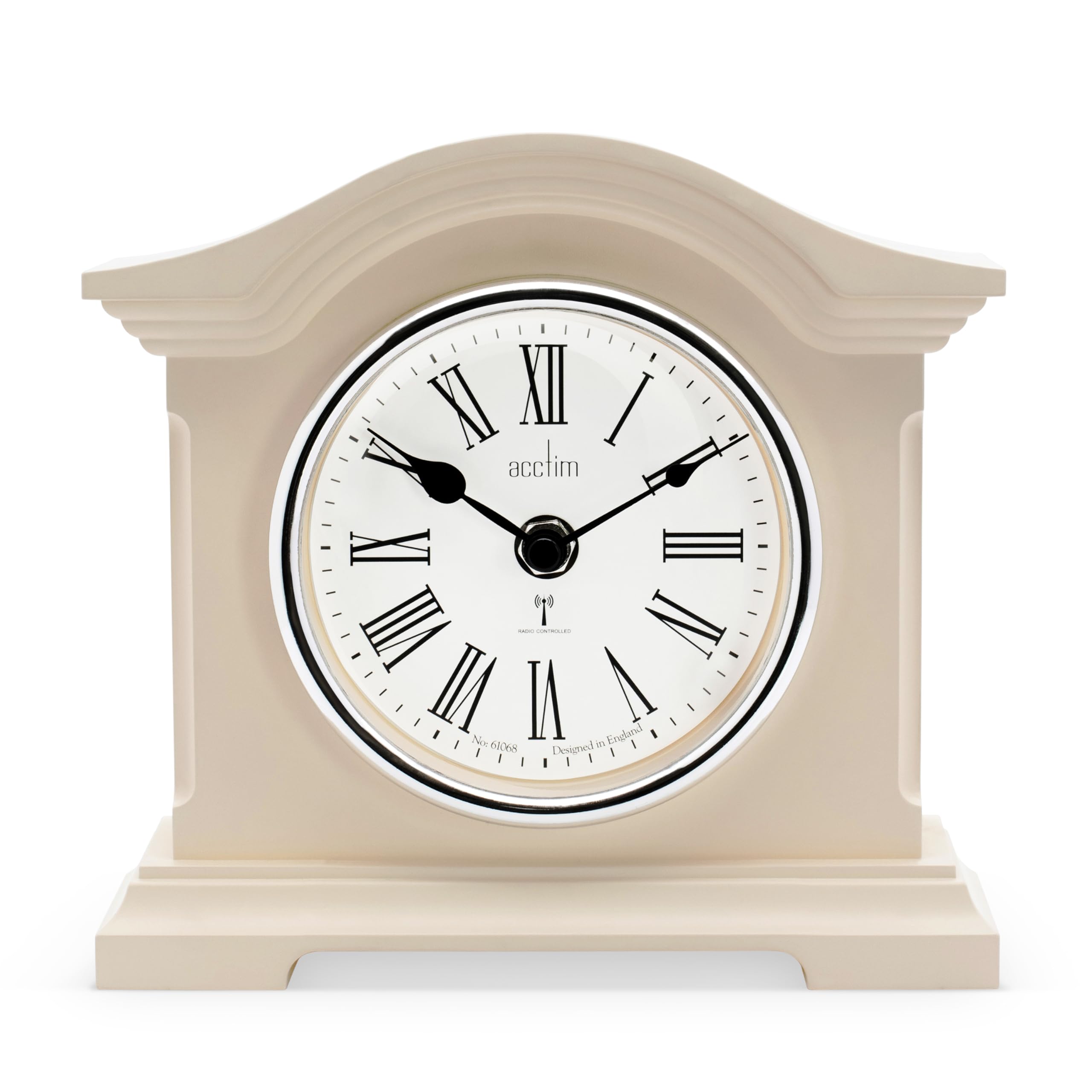 Acctim Cream Coloured Quartz Battery Radio Controlled Mantle Mantel Clock - Chesterfield 77162