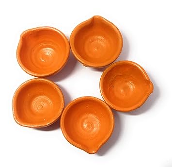Diwali Diya Decorative Clay Diyas for Puja Decoration (Orange)- Set of 20