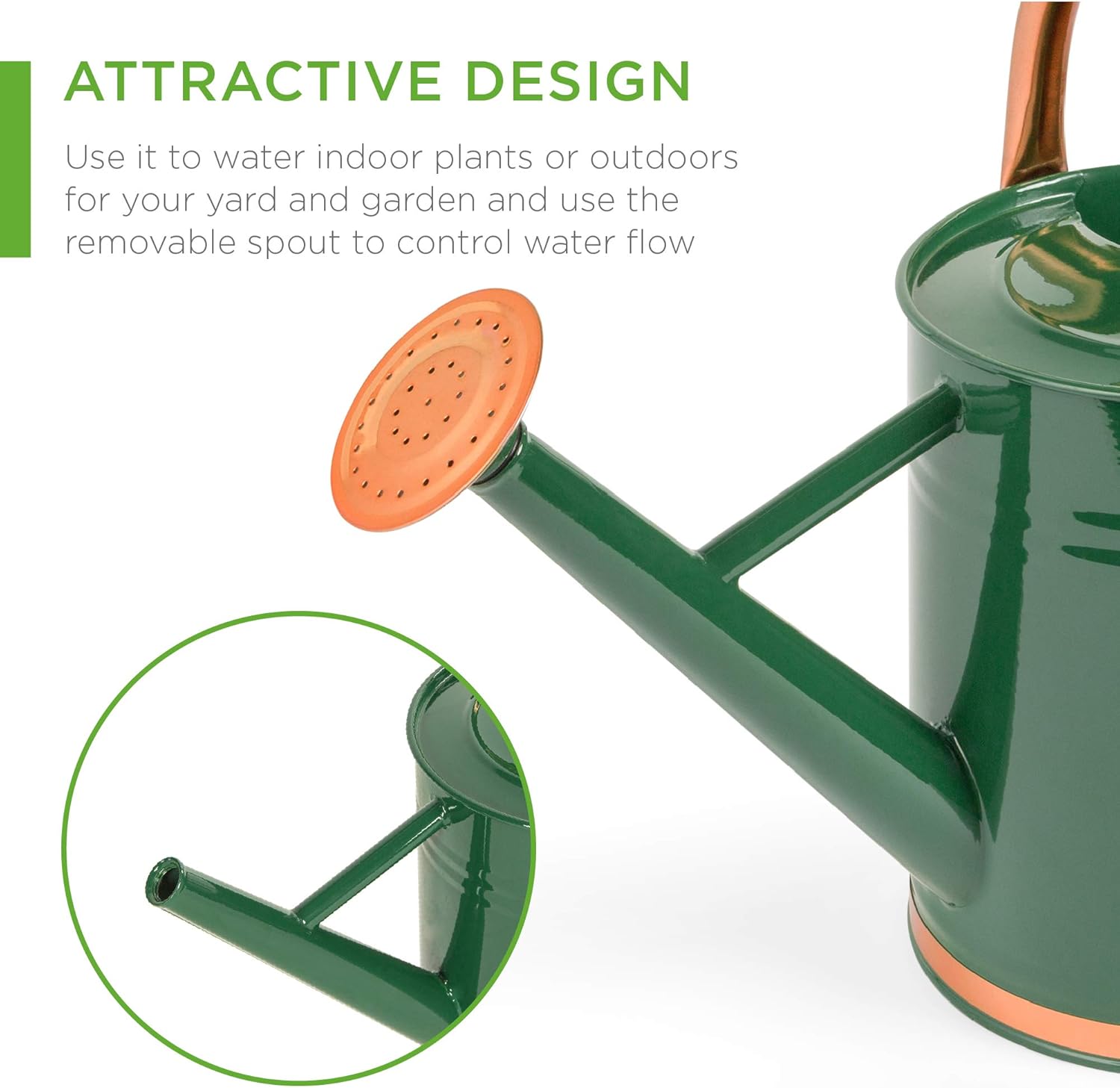 Best Choice Products 1-Gallon Lightweight Galvanized Steel Gardening Watering Can w/O-Ring, Top Handle, and Copper Accents : Garden & Outdoor