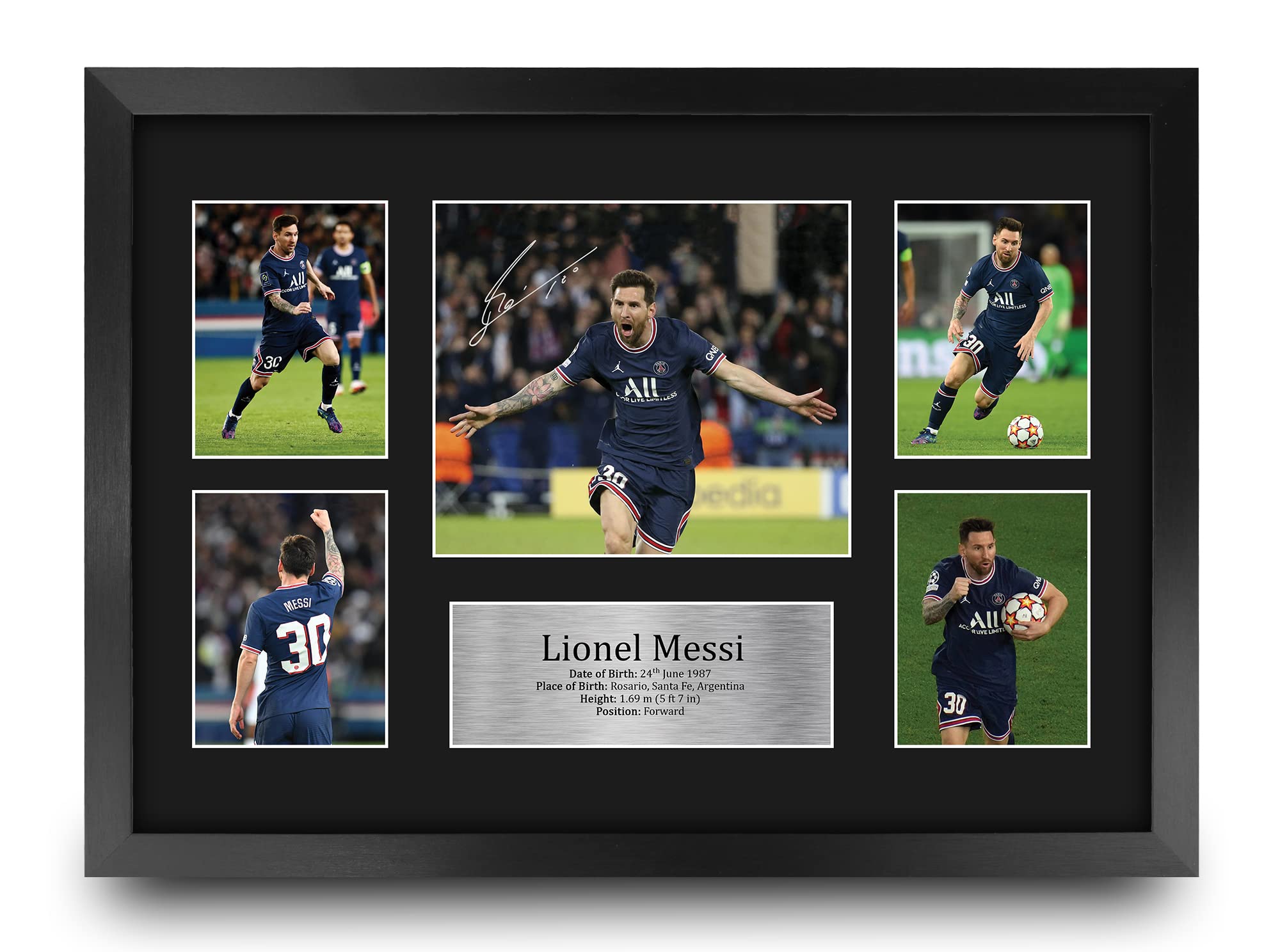 HWC Trading Lionel Messi Paris Blue and Reds Gifts Printed Signed Autograph Picture for Football Fans and Supporters - A3 Framed — image 1