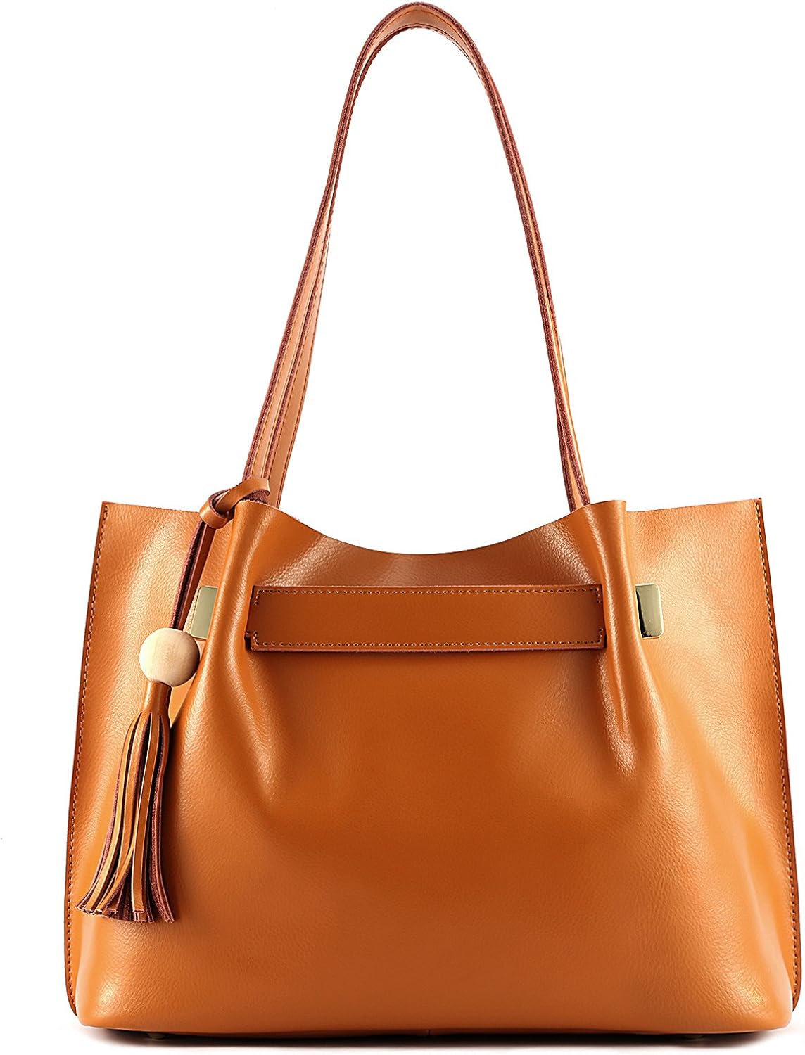 Kattee Women's Genuine Leather Tote Shoulder Bag Tassel