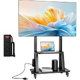 Duiliuu Rolling TV Stand with Power Outlet for 32 to 65 70 75 83 inch TV | Easy Installation, High Mobility, 2-Tier Large Storage Space, Height Adjustable, Holds up to 130LBS, Vesa 600&times;400mm