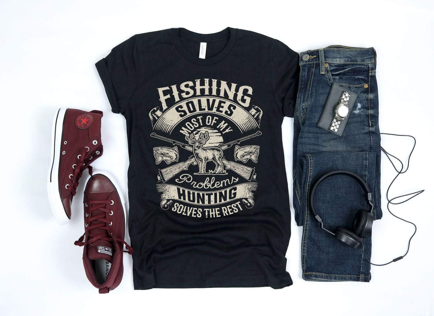 Fishing Solves Problems Hunting Hunting Gift Fishing Fishing Hunter Hunting Season T Shirt