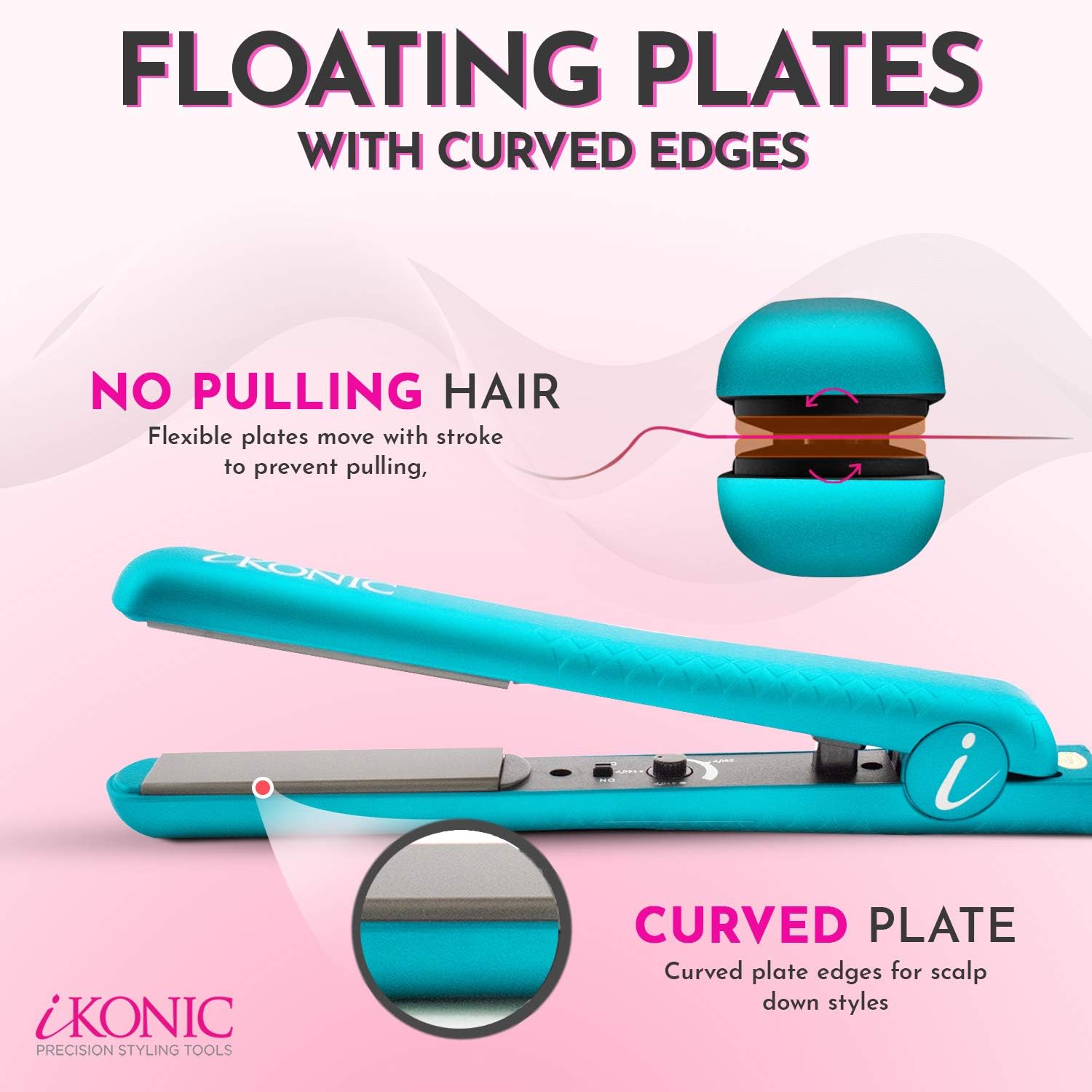 iKonic Persona Ceramic Flat Iron Professional Hair Straightener and Curler with Floating Ceramic Plates – Digital Temperature Controls – Straightens & Curls All Hair Types – Dual Voltage: Health & Personal Care