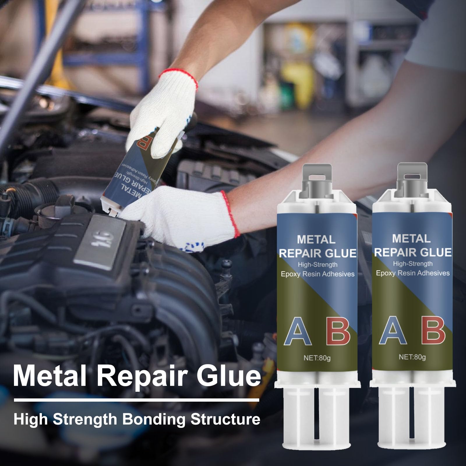 160g Metallkleber, 2 Komponenten Epoxidharz Kleber Extra Stark Metallkleber zur Verklebung von Metall, Edelstahl, Holz, Keramik - Flüssigmetall Schweißkleber zum Reparieren, Gusseisen 7