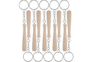 AMUSLESUR Baseball Bat Keychains 10Pcs Mini Wooden Bat Charms for Baseball Lovers and Party Decorations