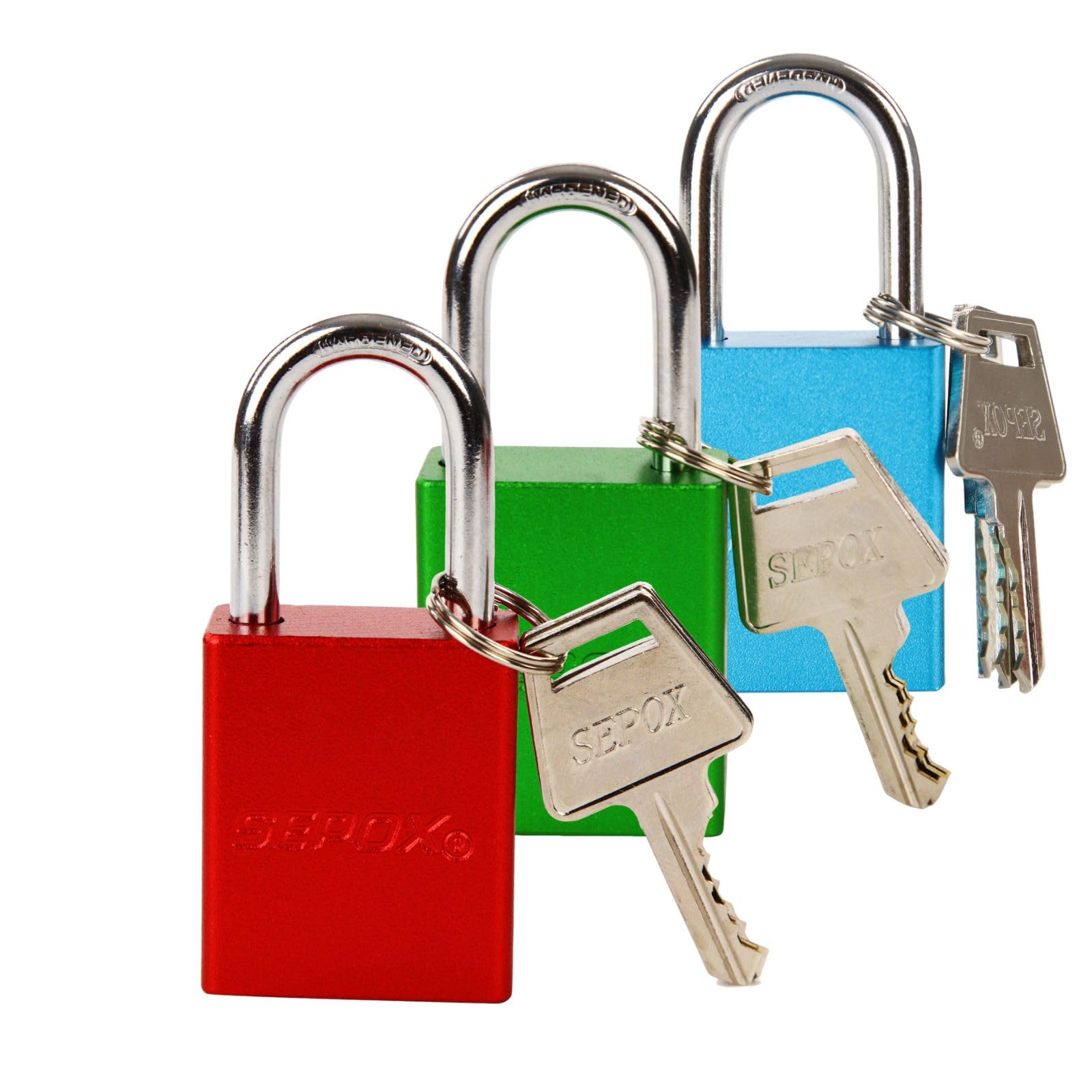 Photo 1 of SEPOX® Trinity Out-Door Padlock Key-Alike Water-Proof Solid-Aluminum, 1.5" 38mm Heavy-Duty Pack of 3 Pcs RGB Locks with Brass Cylinder Long-Shackle for Boat, Fishing, Marine, Fence, Safety Lock