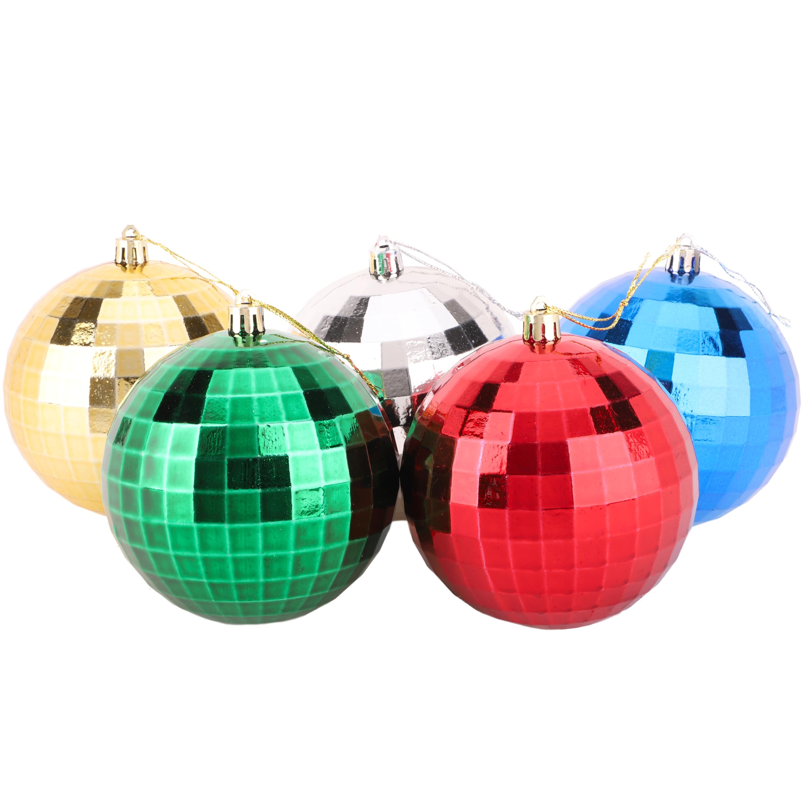 Christmas Concepts® Pack of 5-100mm (4") Christmas Tree Baubles - Shiny Disco Ball Baubles