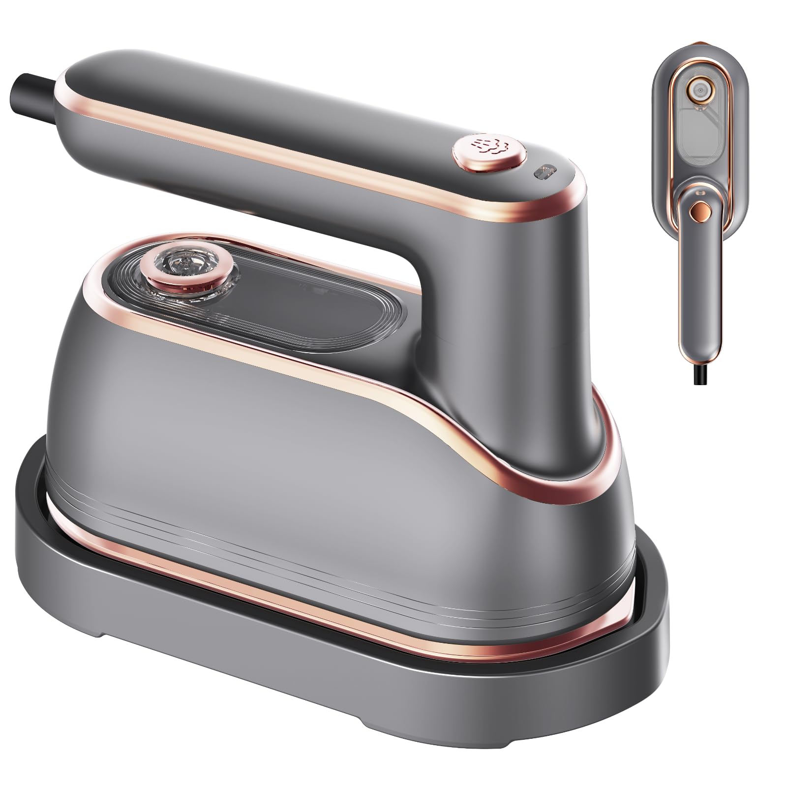 アイロン スチームアイロン 衣類スチーマー ハンガーにかけたまま ハンディ 小型 折り畳み式 iron あいろん パワフル連続スチーム シワ伸ばし 軽量 連続スチーム 除菌 脱臭 コンパクト 携帯アイロン ミニ ポータブル ハンディ 150ml スタンド付き 家庭/出張/旅行商品画像