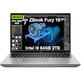 HP ZBook Fury 16 G11 Laptop, NVIDIA RTX 2000 Ada 8GB, Intel i9-13950HX | 16" FHD+, 64GB DDR5, 2TB SSD, Mobile Workstation, 24-Core, for Designer, Engineer, IR Webcam, 2x Thunderbolt 4, Win 11 Pro