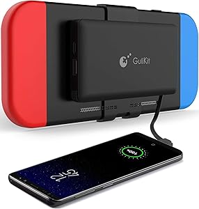 for Nintendo Switch Attached Power Bank, Marval.P GuliKit Battery Master, 10000mAh 5V/3A Flash Rechargeable Tech, Backup Battery Pack Charging Case for Extending 10+ Playing Hours