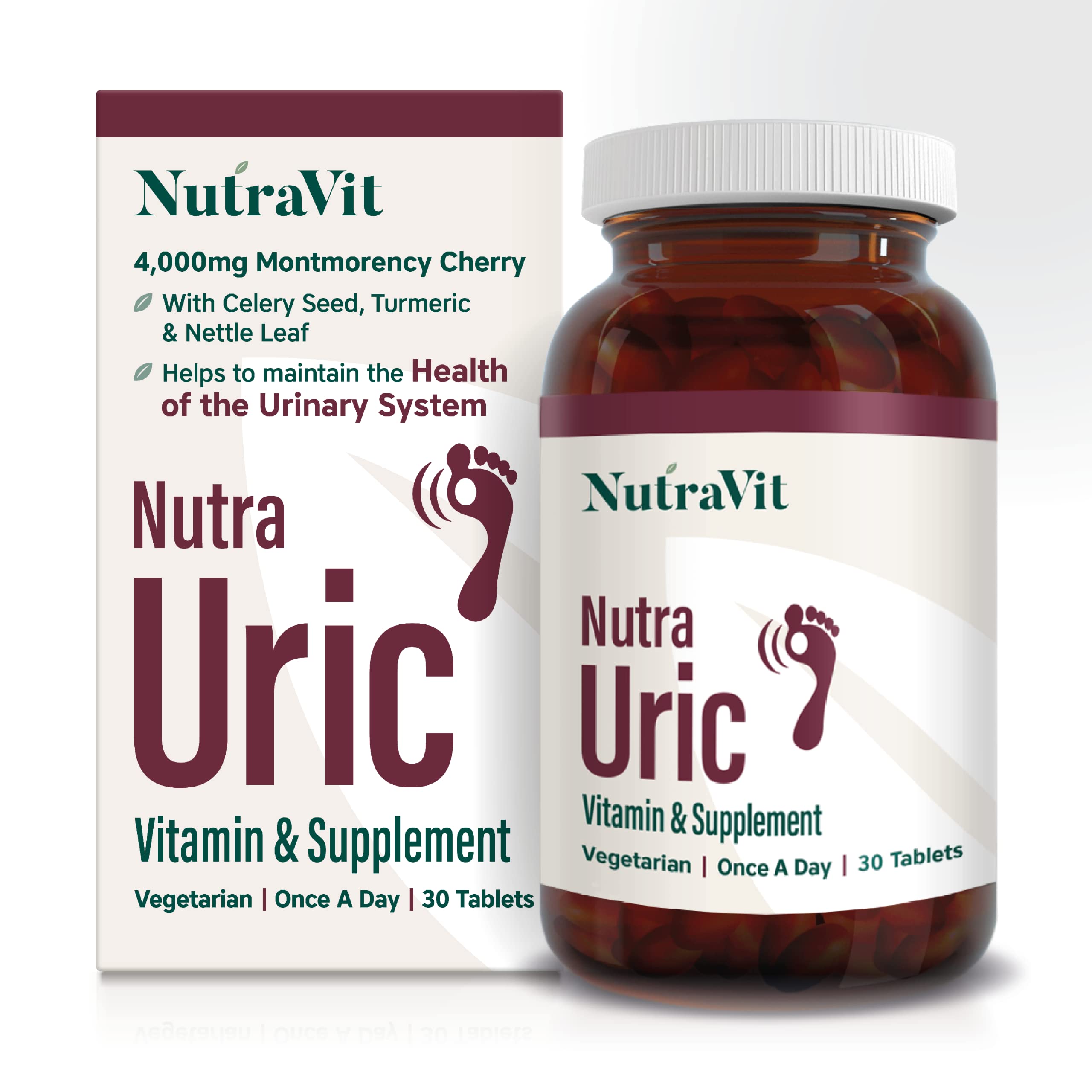 NUTRA URIC - 4000mg Montmorency Cherry| Ultra High Strength - 30 Cherry Tablets| Uric Acid Tablets/Supplement by NutraVit