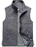 GihuoMen's Lightweight Softshell Sleeveless Golf Vest with Zipper Pockets for Travel Hiking Fishing Safari Outwear