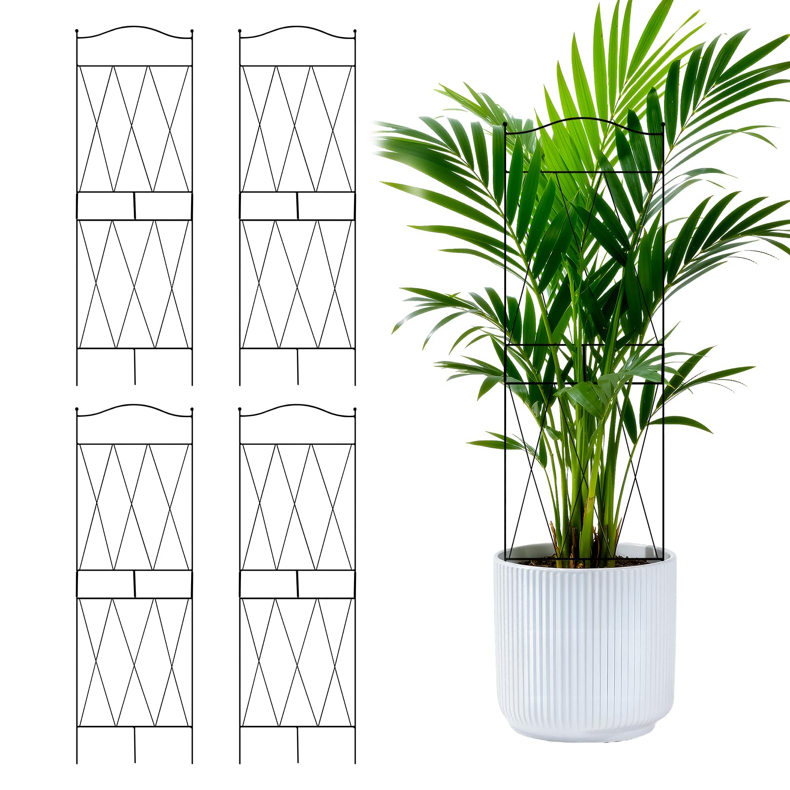 Condition photo showing As Is for 32 inch metal plant trellis for climbing plants, 4 pack garden trellis, decorative support for potho