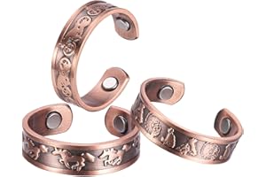 BioMag Magnetic Rings for Women Men for Pain Relief, Copper Ring for Fingers Thumb Rings Solid Pure Copper Jewelry Gift (Set of 3)