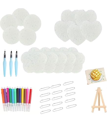 Kit Peinture Texturée Magic Foam - 28 Feuilles Mousse, 12 Feutres, 3 Pinceaux Eau, Perles, Chevalet, Effet 3D Gonflant à L'eau - 5