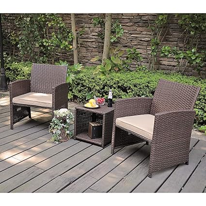 Amazon Com Oc Orange Casual Outdoor Garden 3 Pieces Brown Pe