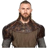 L'VOW Medieval Leather Pauldron - Men's Viking Shoulder Armor, Hallorween Ren Faire Knight Cosplay Viking LARP Accessories
