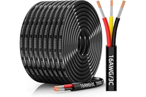 CONEPY 16 Gauge Wire 3 Conductor Electrical Wire, 16 AWG Tinned Copper Stranded PVC Cable, IP68 Waterproof/Flexible/Low Voltage Cord for Automotive, Marine, Solar, LED Lighting (50FT)