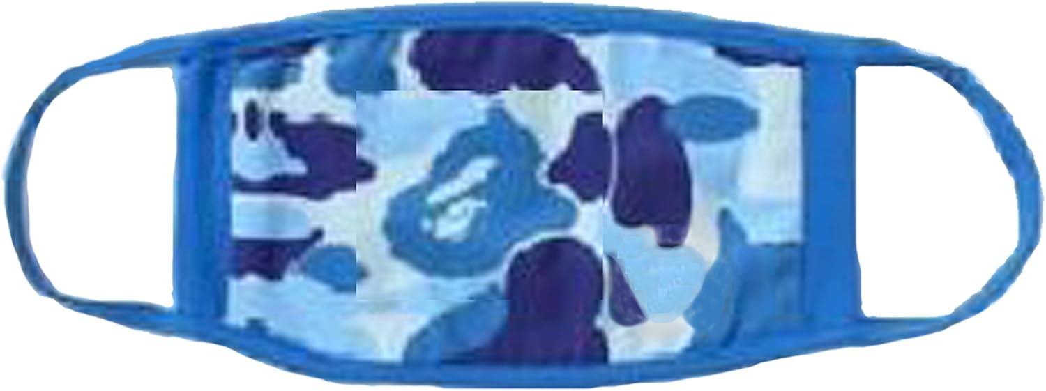 Men's Multi Usage Face Cover Up, Cotton Monkey Camo Shark Mouth Teeth Printed