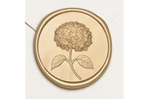 UNIQOOO Wax Seal Stickers - 3D Hydrangea Floral Wedding Invitation Envelope Seal Stickers, 50 Pcs Self- Adhesive Light Gold S