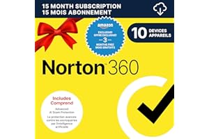 Norton 360, 2026 Ready – Antivirus software for 10 Devices, 15 Month Subscription - Includes VPN, Password Manager and PC Clo
