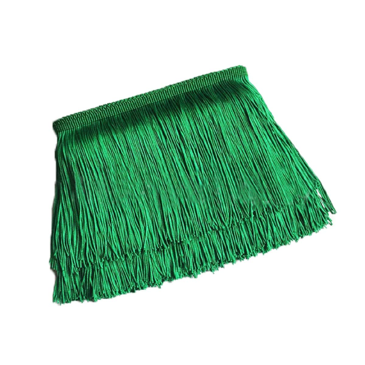 Yalulu 10 Meters 10 Wide Lace Fringe Trim Tassel Fringe Trimming for DIY Latin Dress Stage Clothes Accessories Lace Ribbon (Green)