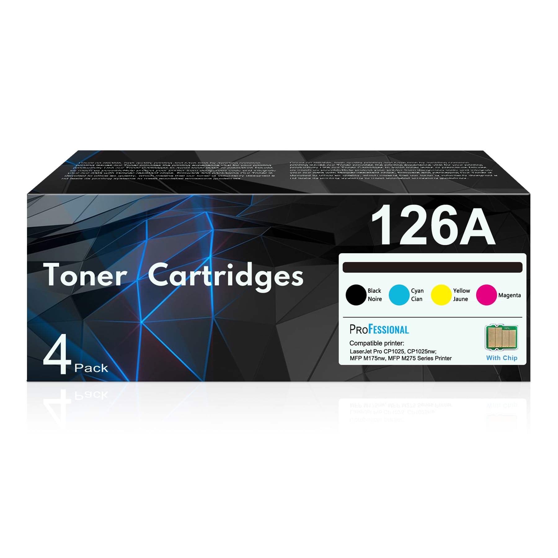 Photo 1 of 126A Toner Cartridges (4-Pack) | CE310A Black, CE311A Cyan, CE312A Yellow, CE313A Magenta Works with Laser Pro 100 color MFP M175 Series, Laser Pro CP1025 Series, TopShot Laser Pro M275 MFP Series