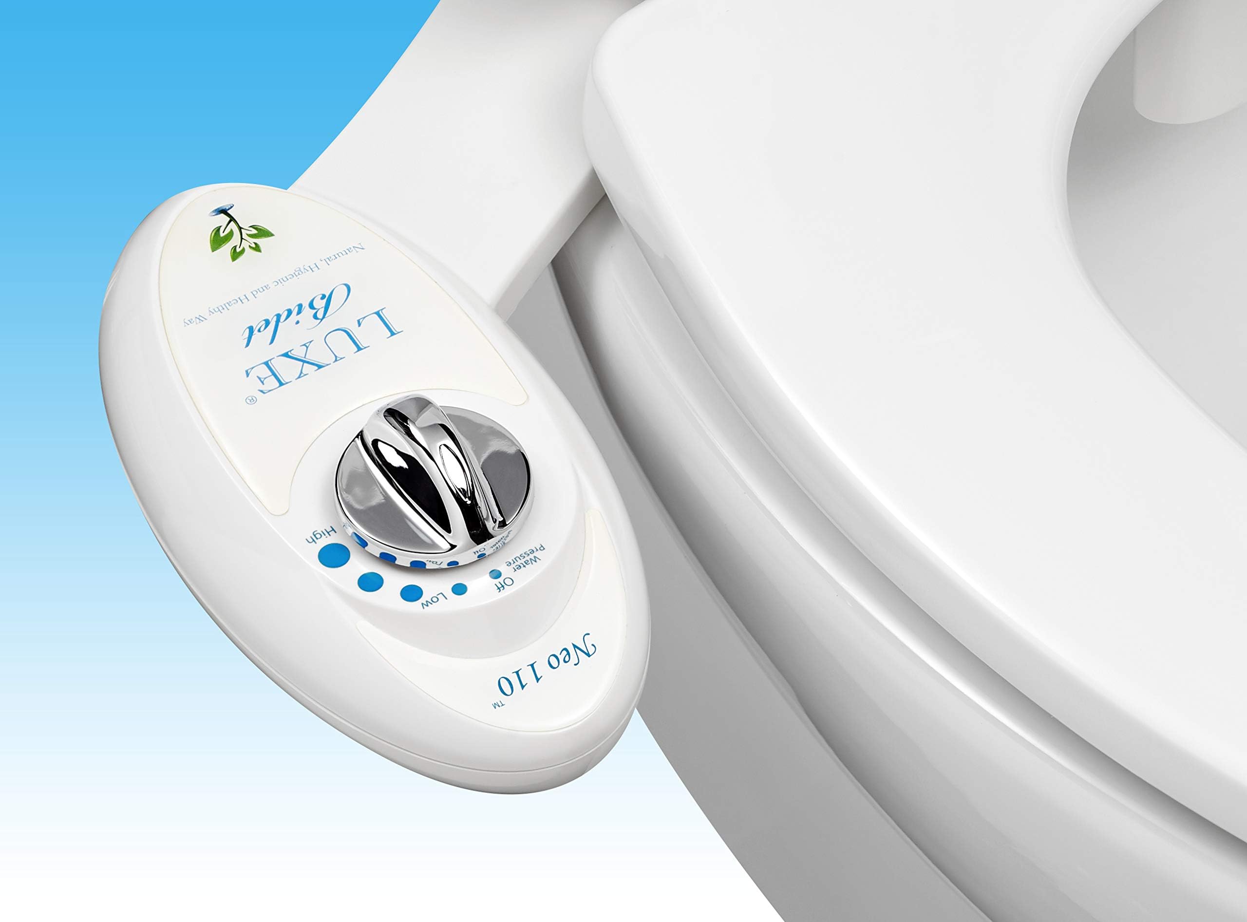 LUXE Bidet Neo Plastic Bidets 110 Fresh Water Non-Electric Mechanical Toilet Seat Attachment, 17 x 10 x 3 inches, White