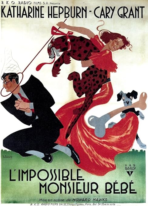 Amazon Com Bringing Up Baby Aka Limpossible Monsieur Bebe Cary Grant Katharine Hepburn 1938 Movie Poster Masterprint 11 X 17 Posters Prints