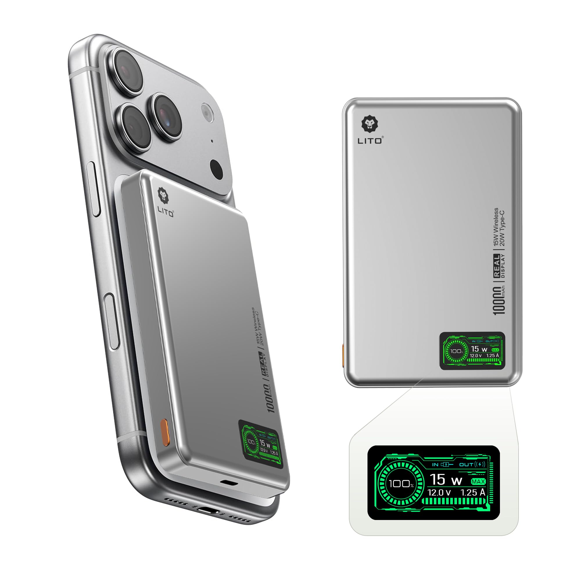 LITO 10000mAh Ultra-Slim 0.5" Magnetic Power Bank, MagSafe Compatible Wireless Battery Pack with LED Display,Fast Charging Travel Essential Portable Charger for iPhone 17 Pro Max Air 16 15 14 13 12