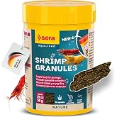 Sera Shrimp Granules 1.9 oz | Shrimp Food with Spirulina &amp; Alder Cones | Healthy Growth, Molting &amp; Fertility | No Dyes or Preservatives | Ideal for Fresh &amp; Marine Water Shrimps